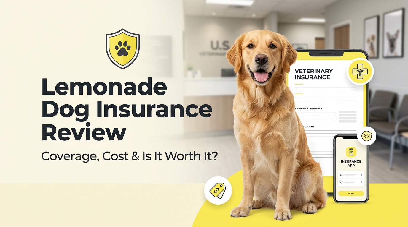 Happy dog with owner reviewing pet insurance