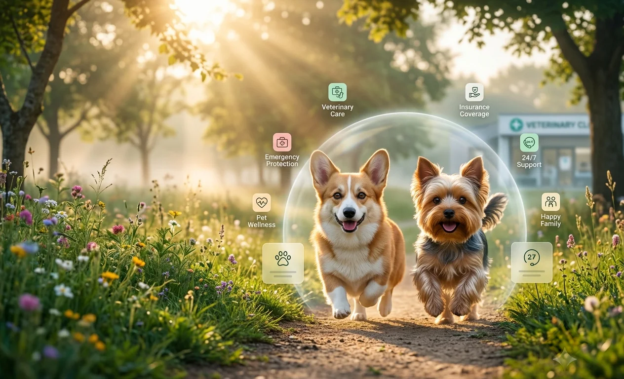 Two young dogs enjoying a morning garden scene representing puppy insurance importance