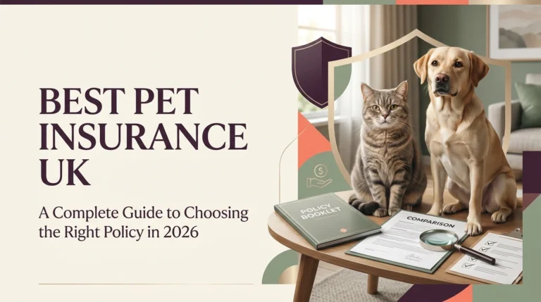 Dog and cat with insurance policy documents showing coverage options
