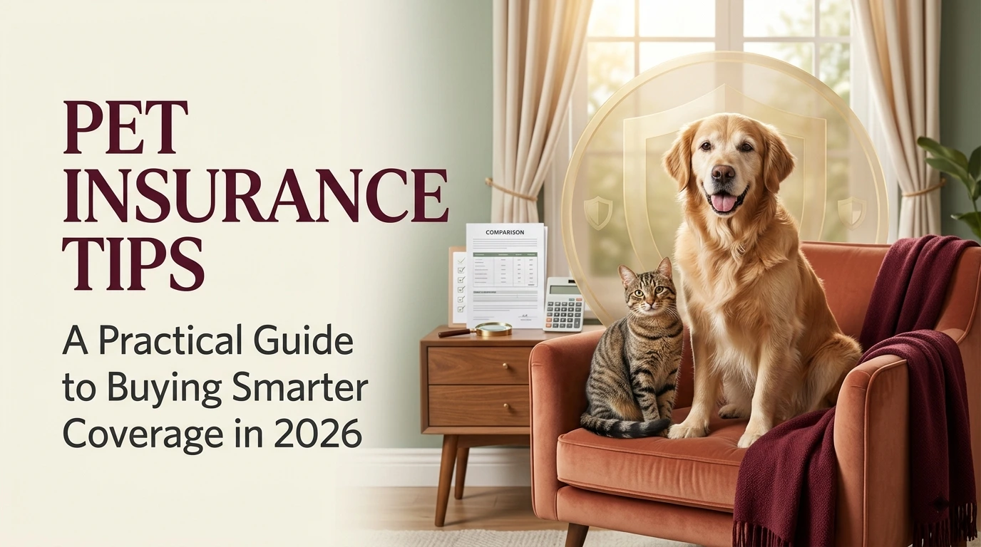 Dog and cat sitting together with pet insurance information nearby